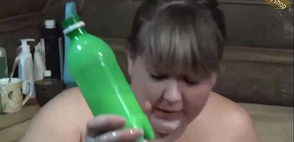  Hot Cute Fat Girl With Hairy By A Pussy Pours Milk And Fucking With A Bottle